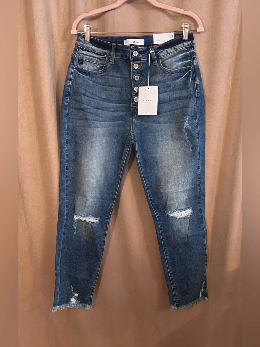 KANCAN GEMMA HIGH RISE BUTTON FLY ANKLE SKINNY JEANS